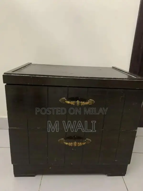 Dark Wood Side Tables - Set of Two