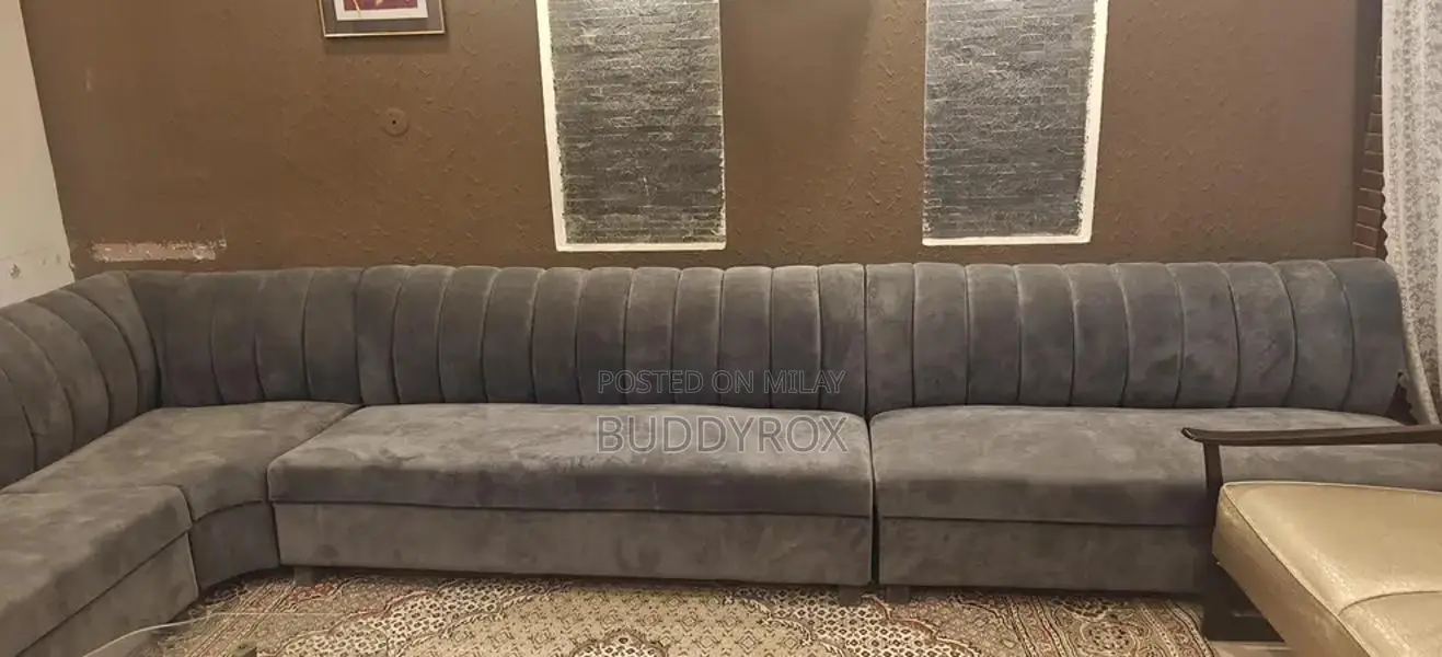 L Shaped 12 Seater Sofa Set - Spacious Towel Fabric Comfort