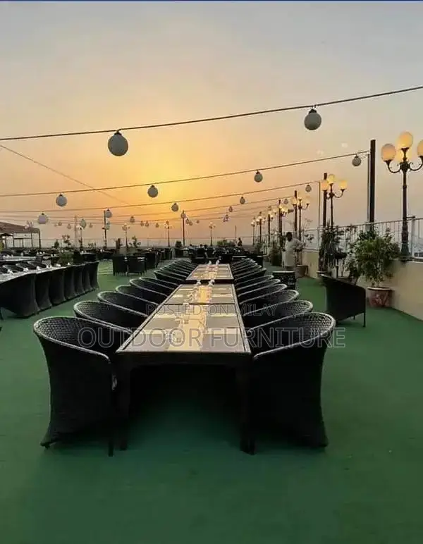 Rattan Outdoor Patio Garden Furniture Set - Chairs, Tables, Umbrellas