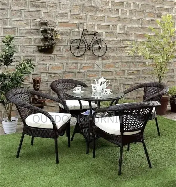 Rattan Outdoor Patio Garden Furniture Set - Chairs, Tables, Umbrellas