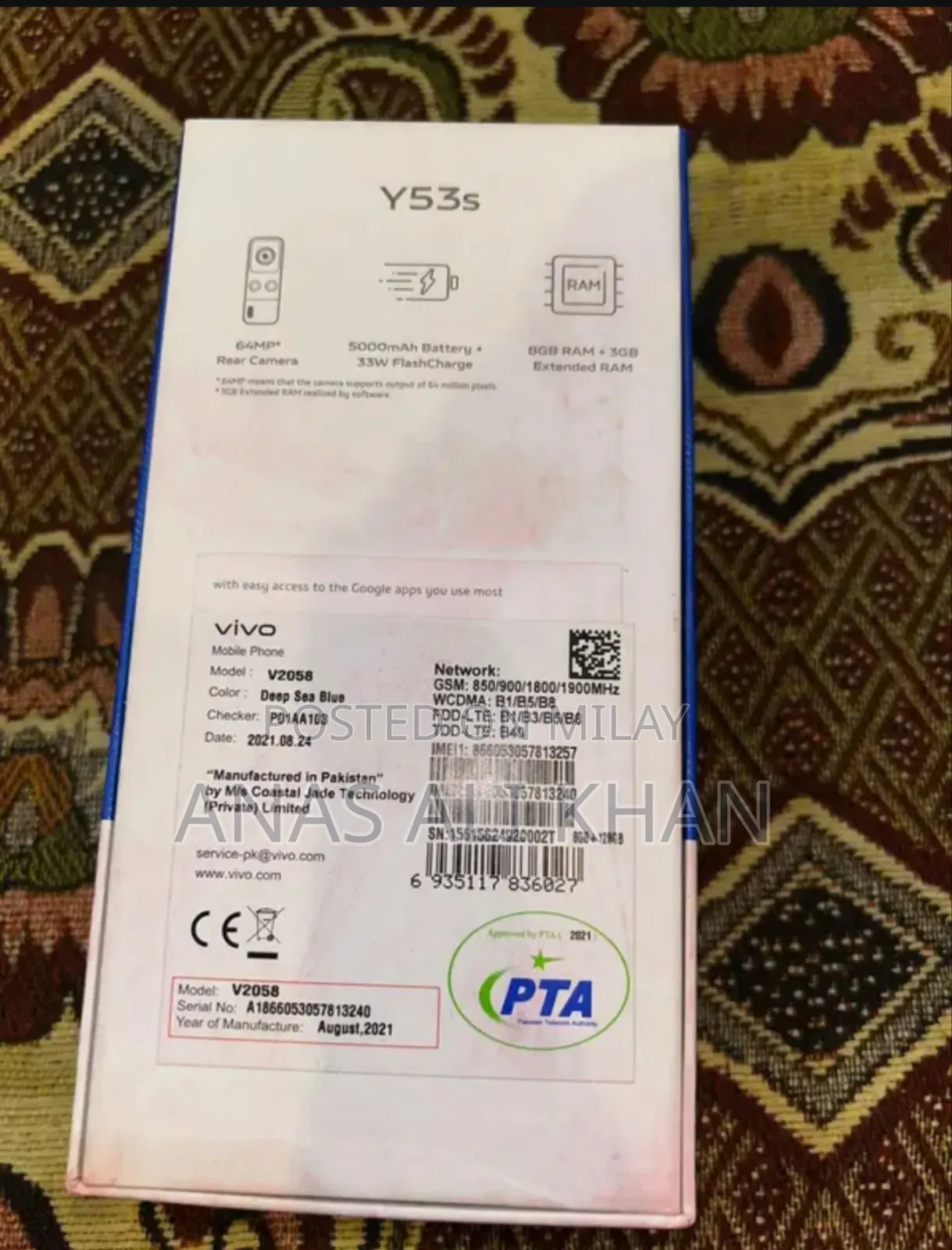 Vivo Y53s 128 GB Blue