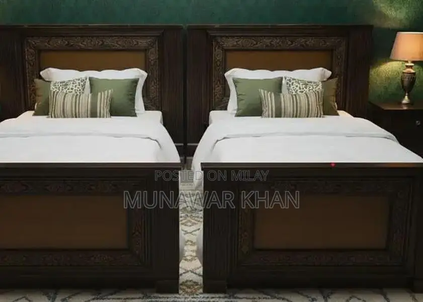 2 Single Beds with Molty Foam Mattresses and Side Table