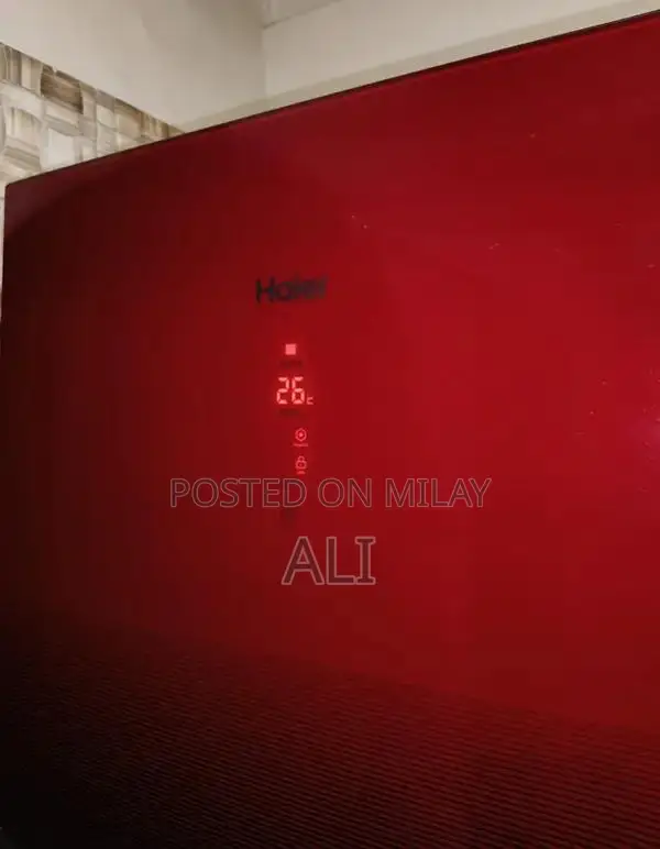 Haier Digital Inverter Refrigerator with Red Glass Door