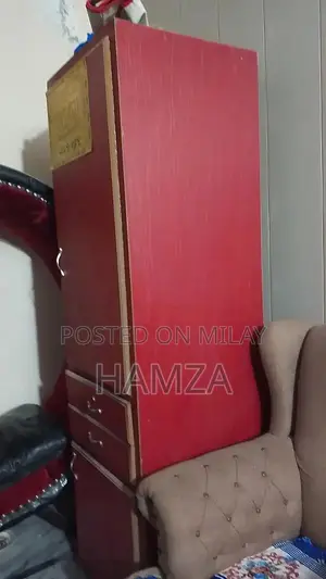 Single Wooden Almari with Cloth Stand and Multiple Shelves