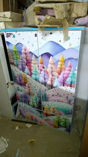 Kids Wooden Wardrobe with Multiple Compartments