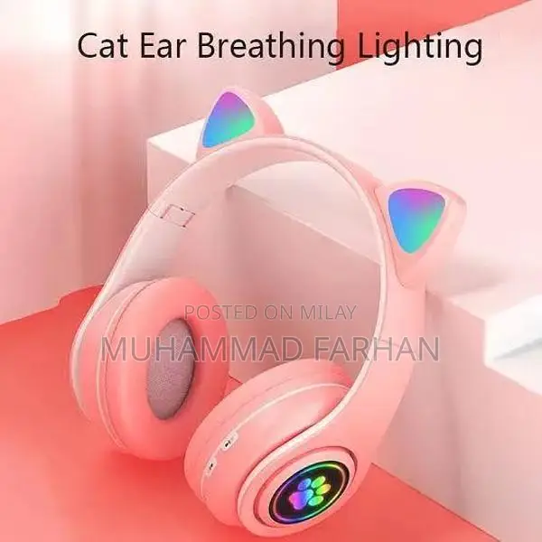 Foldable Cat Ear LED Wireless Headphones with Charging Cable