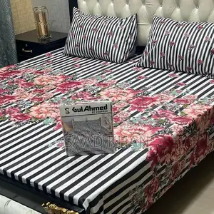 Cotton Salonica Printed Double Bedsheet Set - 3 Pieces