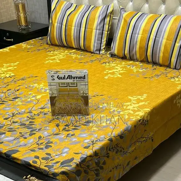 Cotton Salonica Printed Double Bedsheet Set - 3 Pieces