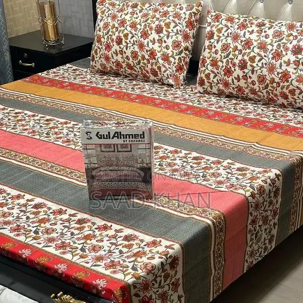 Cotton Salonica Printed Double Bedsheet Set - 3 Pieces