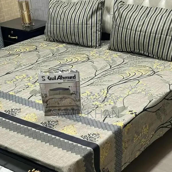 Cotton Salonica Printed Double Bedsheet Set - 3 Pieces