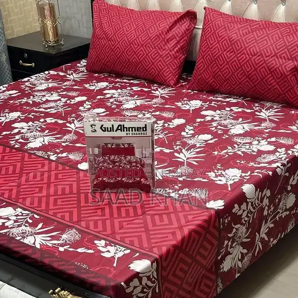 Cotton Salonica Printed Double Bedsheet Set - 3 Pieces