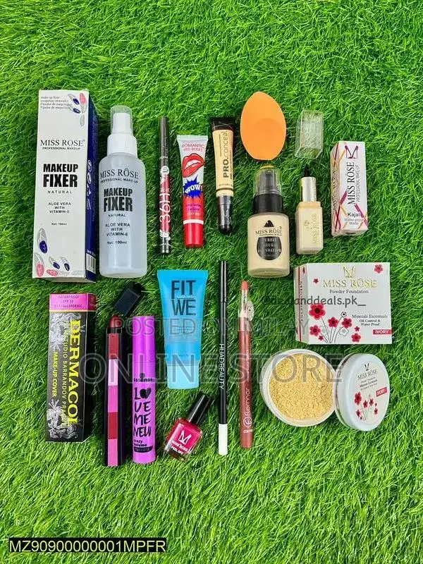 15-Piece Cosmetic Makeup Set with Foundation, Primer, Lipstick, and Mo