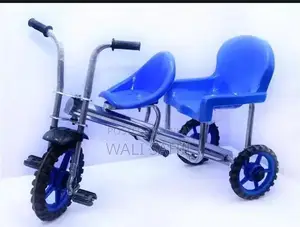 Kids Blue Double Seat Tricycle with Safe Design