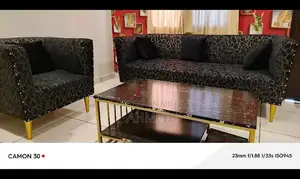 Photo - 5-Seater Sofa Set with Turkish Fabric and Black Velvet Cushions