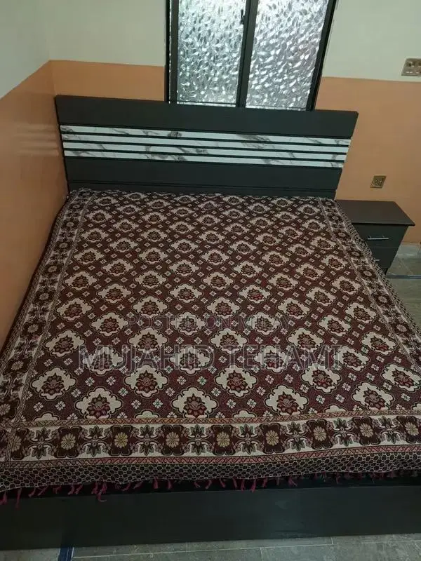 King Size Bedroom Set with Mattress, Side Table, and Cupboard