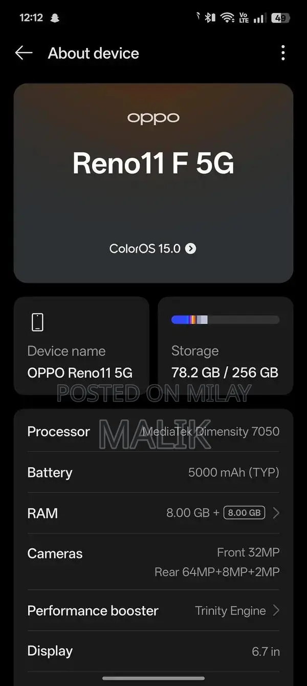 OPPO Reno 11f 5g with charger and box