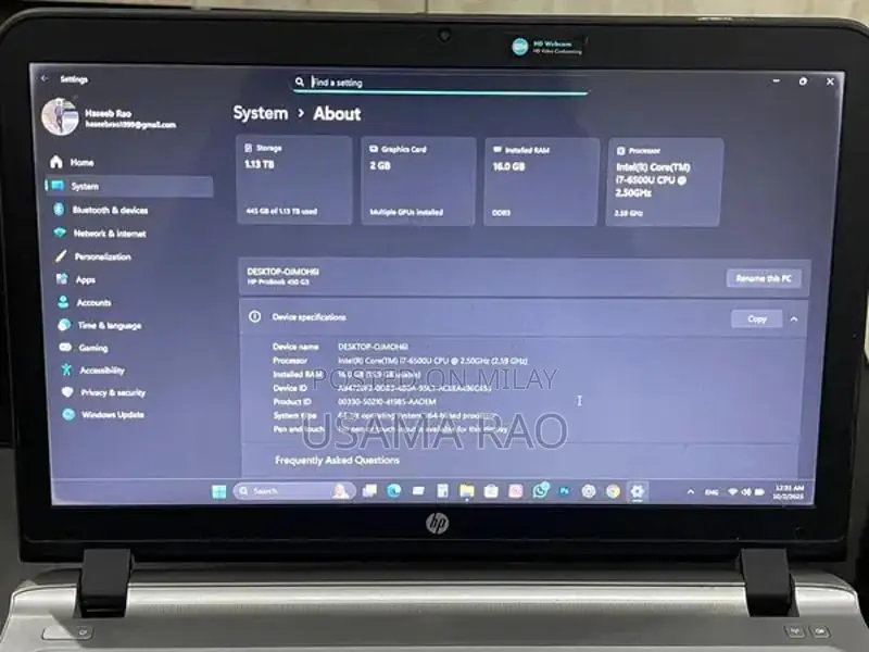 HP ProBook 450 G3 Laptop - Core i7, 16GB RAM, SSD+HDD