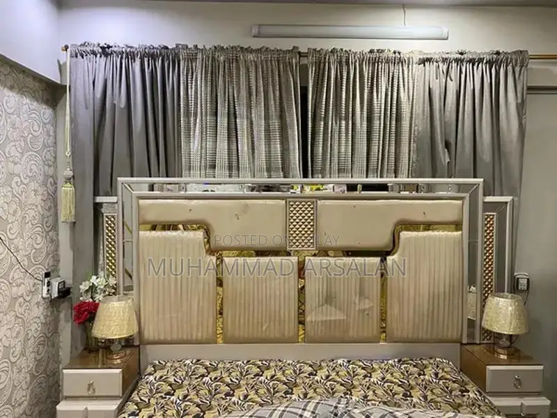 Complete Bedroom Furniture Set - Bed, Side Tables, Dresser, Cupboard