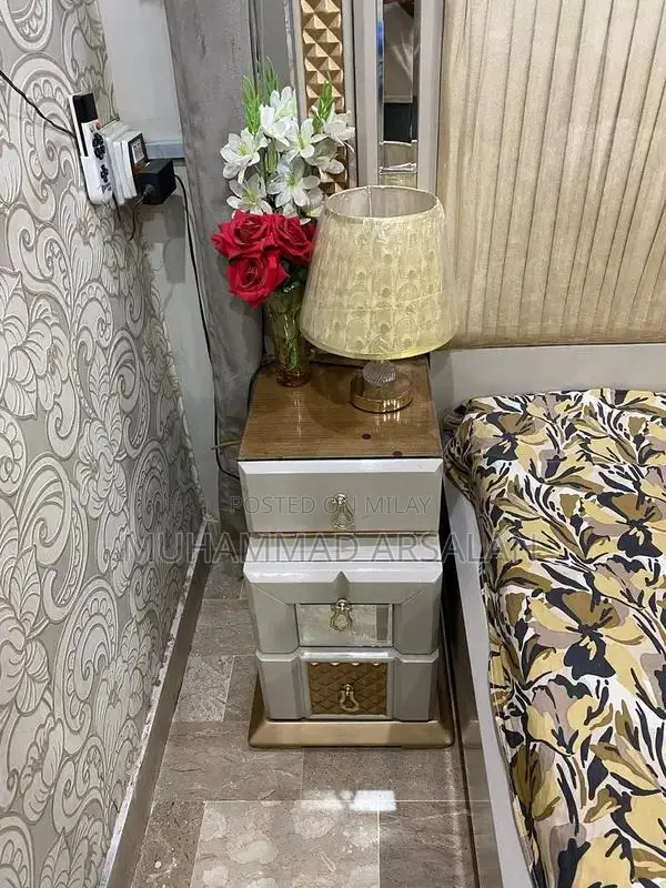 Complete Bedroom Furniture Set - Bed, Side Tables, Dresser, Cupboard