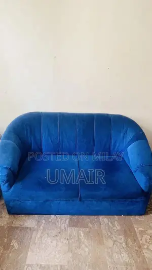 Blue velvet sofa