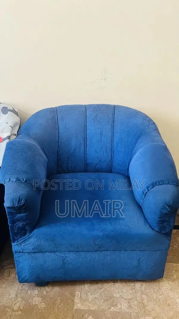 Blue velvet sofa