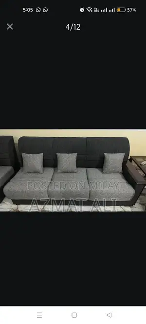 L shape sofa, 4 piece chair set, three piece table set and standing m