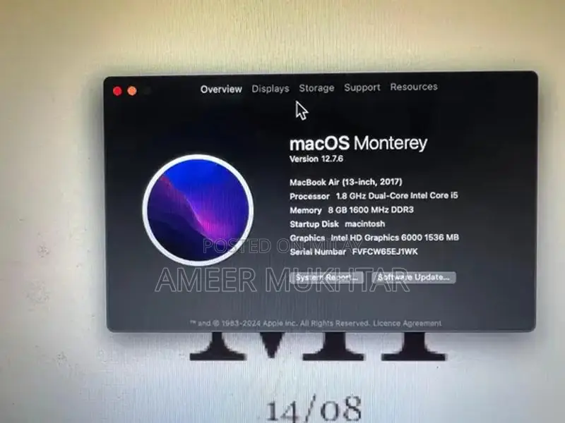 mackbook air 2017 model 10/10 condition