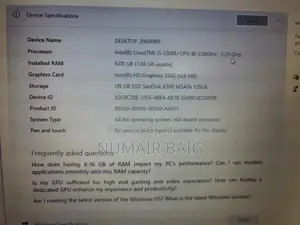 Dell 39600RR Core i5- 5th generation