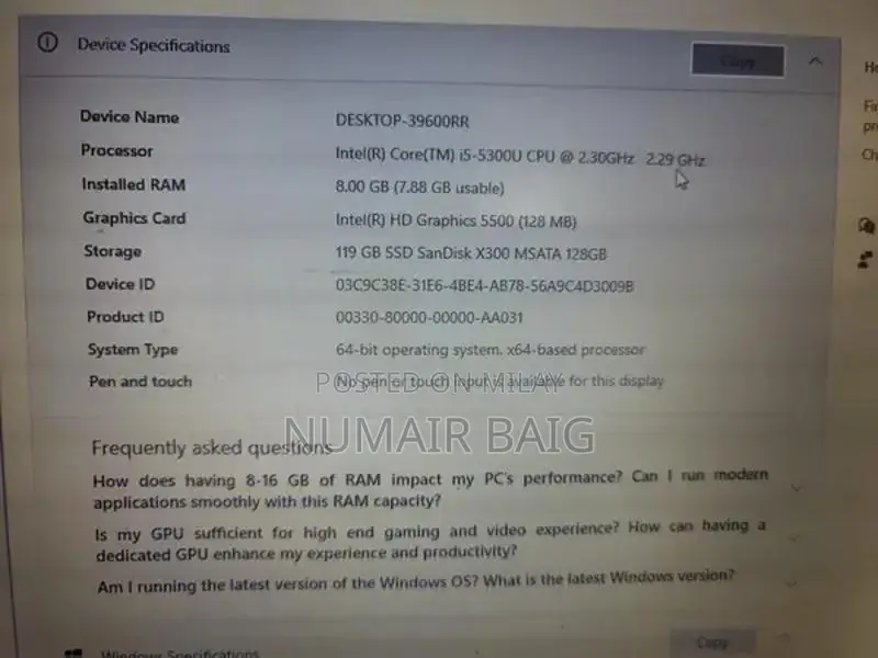 Dell 39600RR Core i5- 5th generation