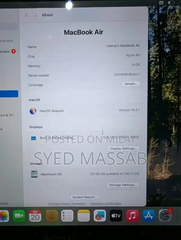 MacBook M1 Air 8/256