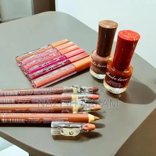 12-in-1 Makeup Set: Nail Polish, Lip Gloss, and Lip Pencil Collection