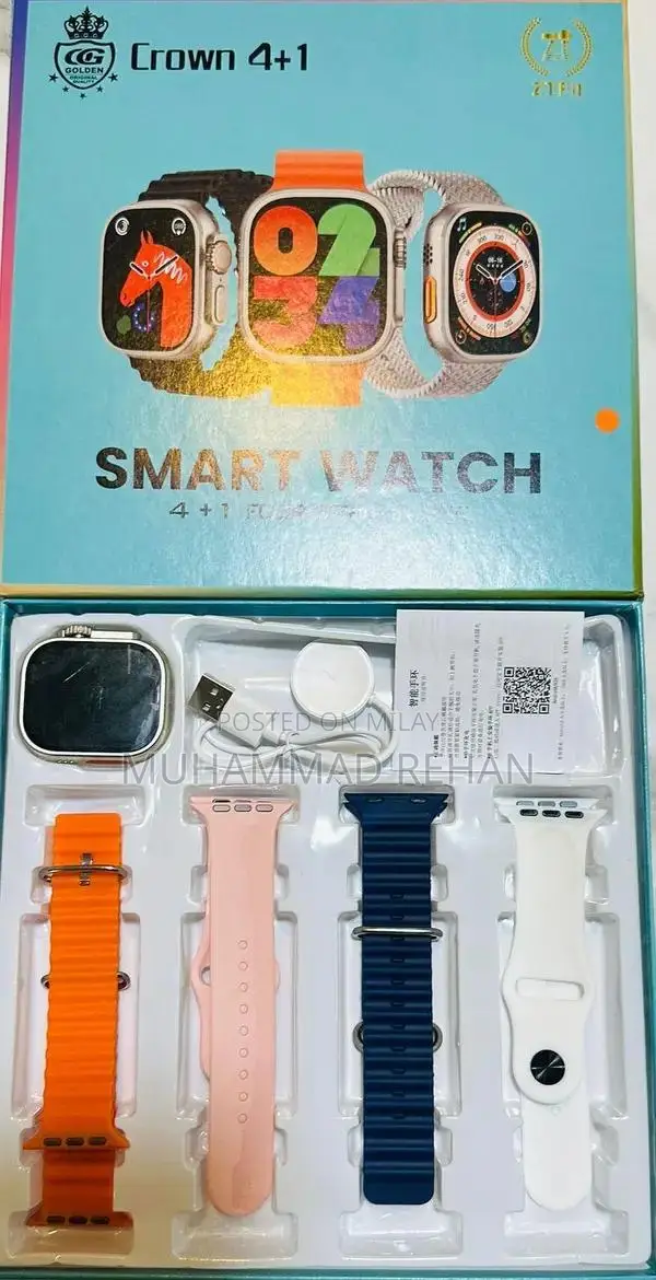 Smart Watch with 4 Interchangeable Straps, Full Touch HD Display