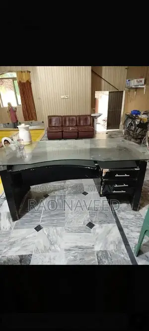 Office Furniture Set: Chair, Glass Table, and Sofa