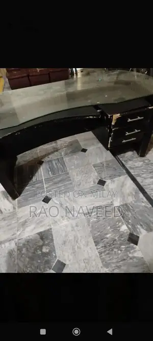 Office Furniture Set: Chair, Glass Table, and Sofa