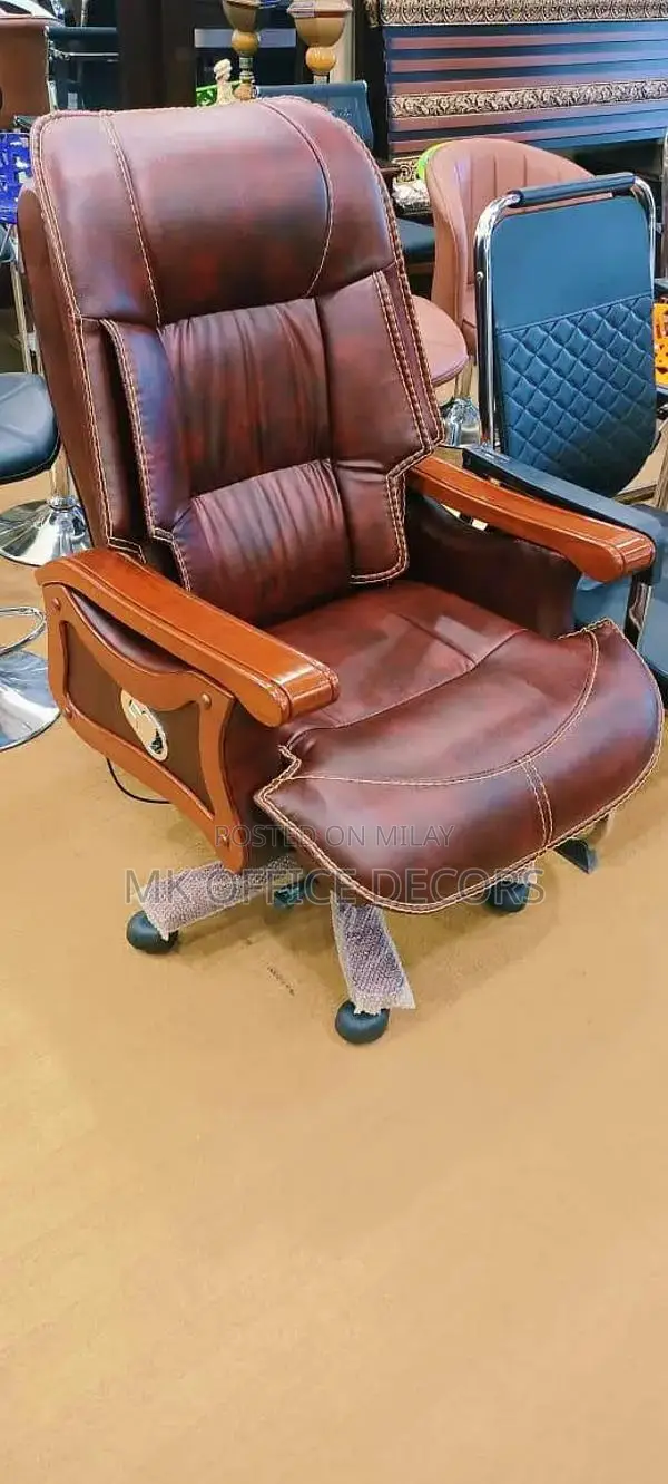 Ergonomic Brown Reclining Office Chair with Footrest