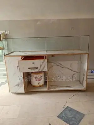 Wooden Jewelry Counter Display with Wheels and Mirror