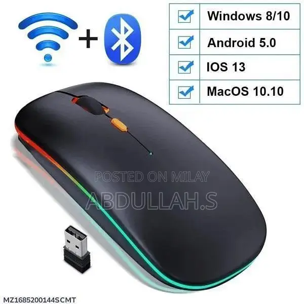Dual-Mode Bluetooth Wireless Mouse with Silent Clicks