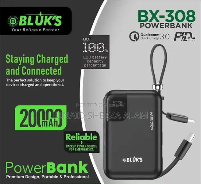 High Capacity Portable Charger with Multi-Port Connectivity