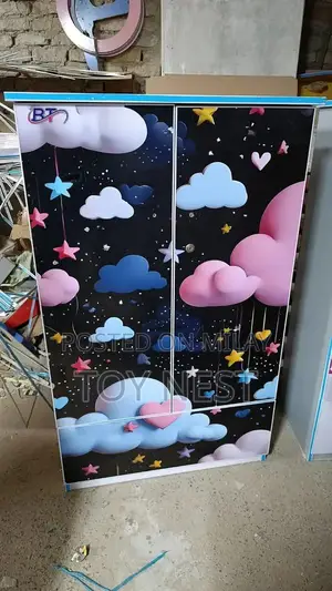 Photo - Kids Wooden Wardrobe with Multiple Compartments