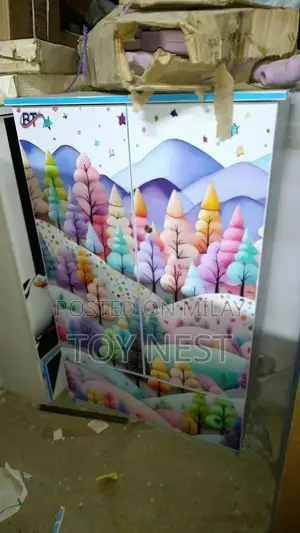 Kids Wooden Wardrobe with Multiple Compartments