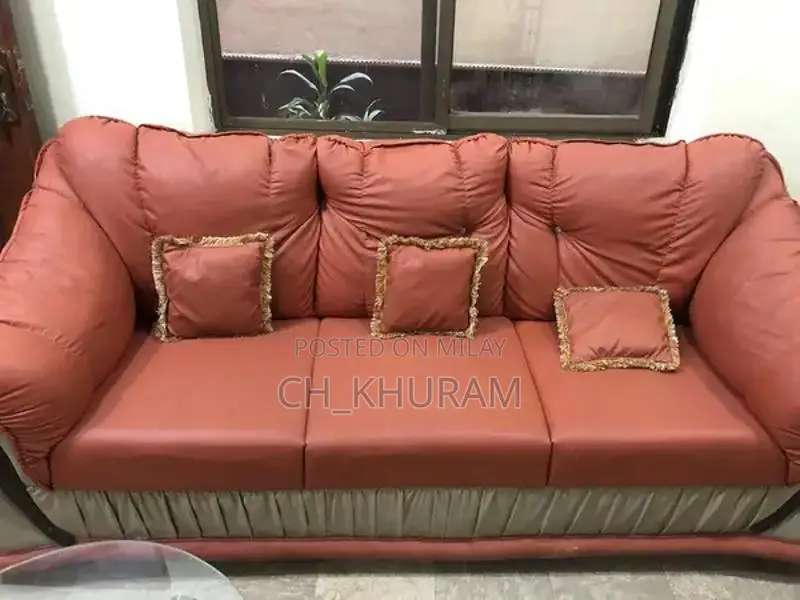Leather Sofa Set with 3-Piece Table Set - Living Room Furniture