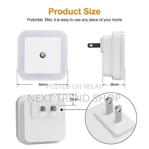 Compact LED Night Light with Type-C Charging and Light Sensor