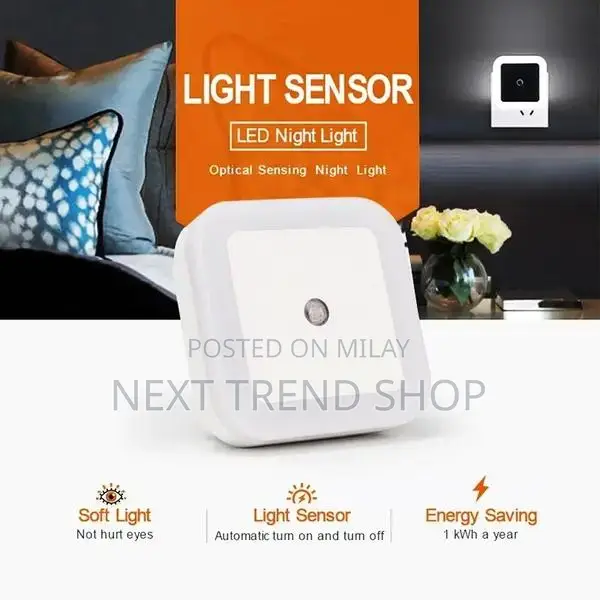 Compact LED Night Light with Type-C Charging and Light Sensor