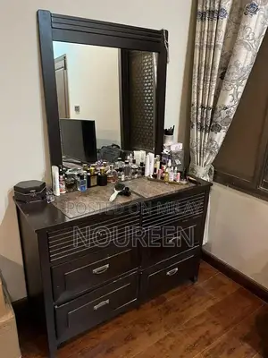 Photo - Dining Set with Table, 5 Chairs, Dresser, and TV Trolley