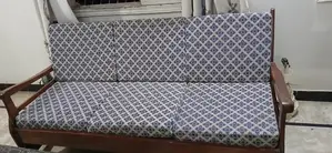 Wooden Living Room Sofa Set with Matching Table - 5 Seater