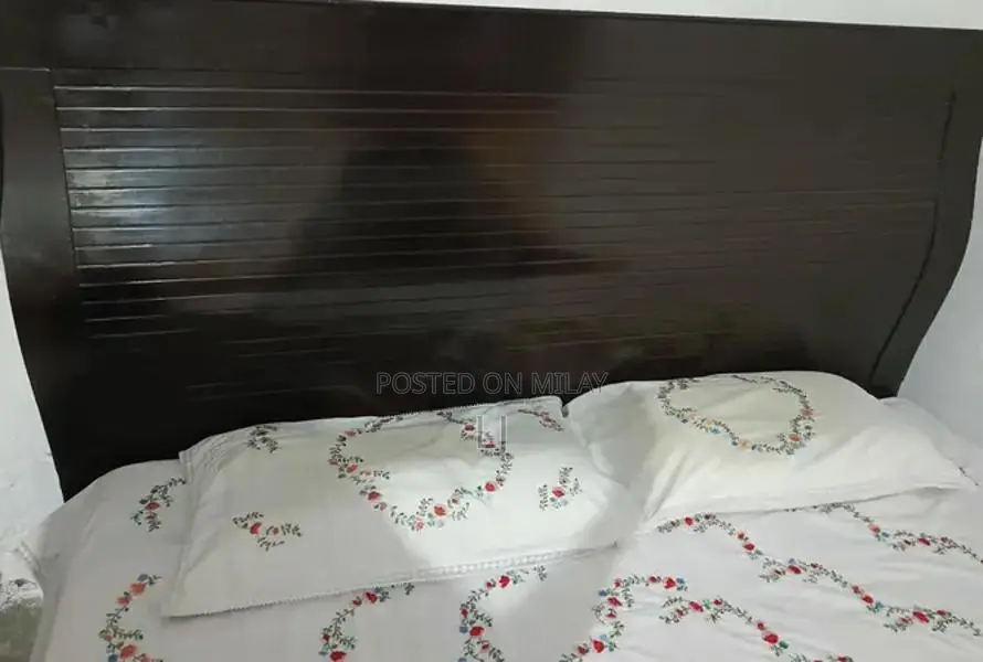 Wooden Double Bed Frame with Side Tables