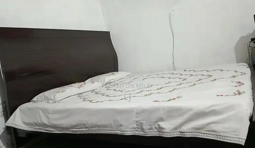 Wooden Double Bed Frame with Side Tables