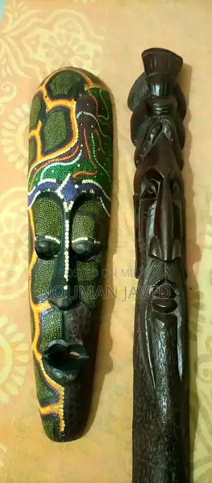 Photo - Vintage Italian Wooden Male and Female Wall Art Sculpture Set