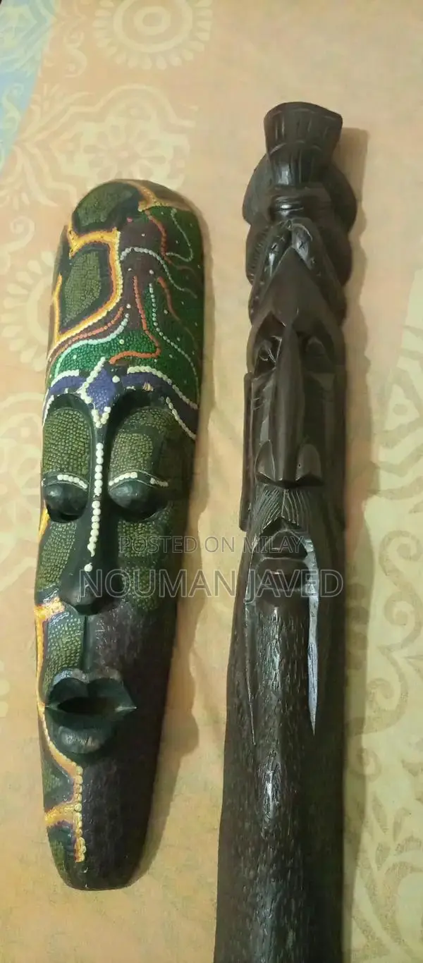 Vintage Italian Wooden Male and Female Wall Art Sculpture Set