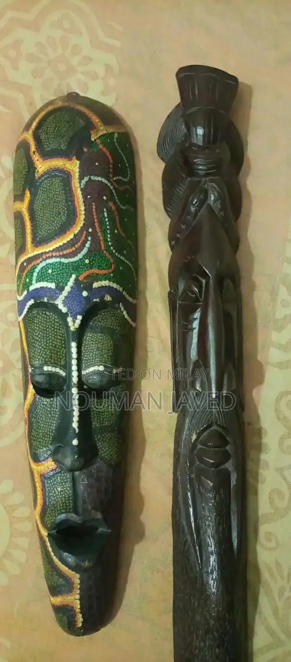 Vintage Italian Wooden Male and Female Wall Art Sculpture Set